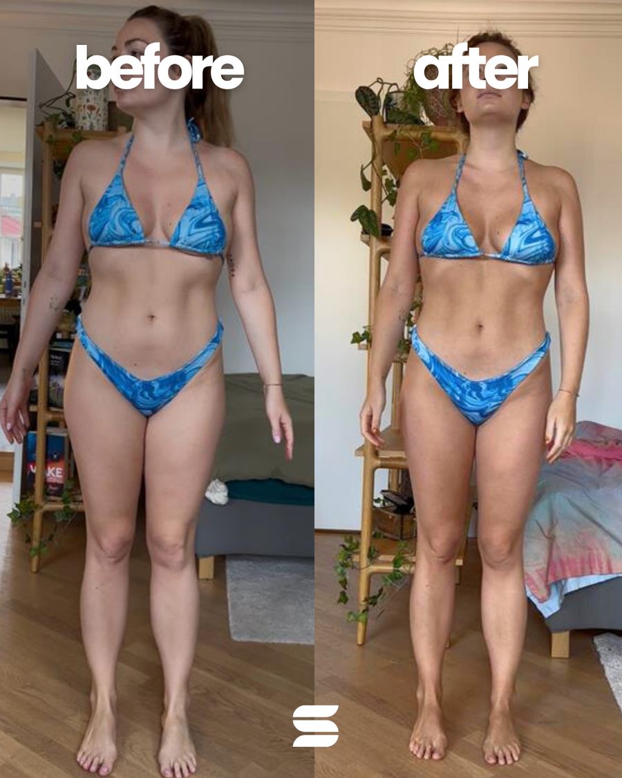 SWEATNGLOW client before and after transformation