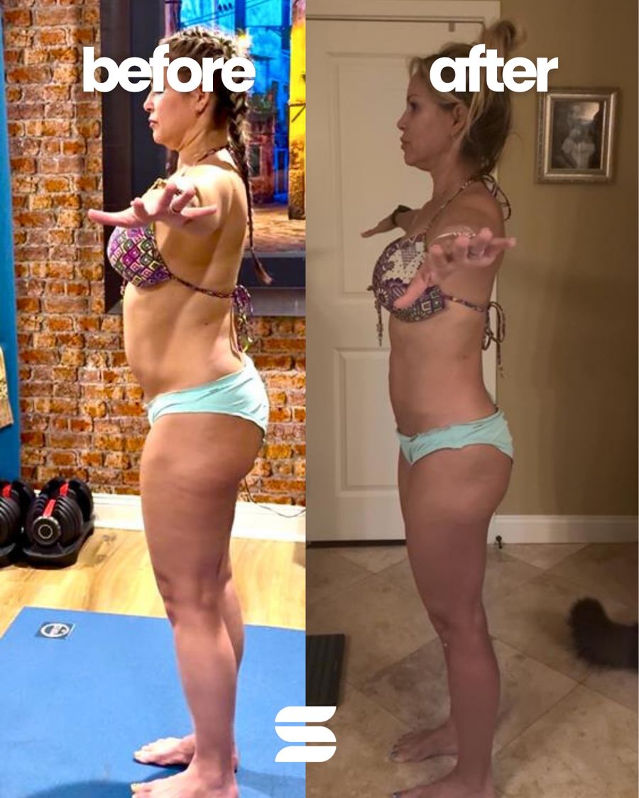 SWEATNGLOW client before and after transformation