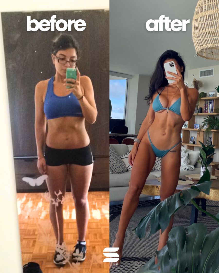 SWEATNGLOW client before and after transformation