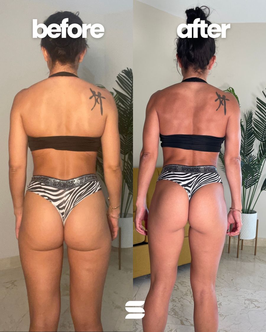 SWEATNGLOW client before and after — results vary