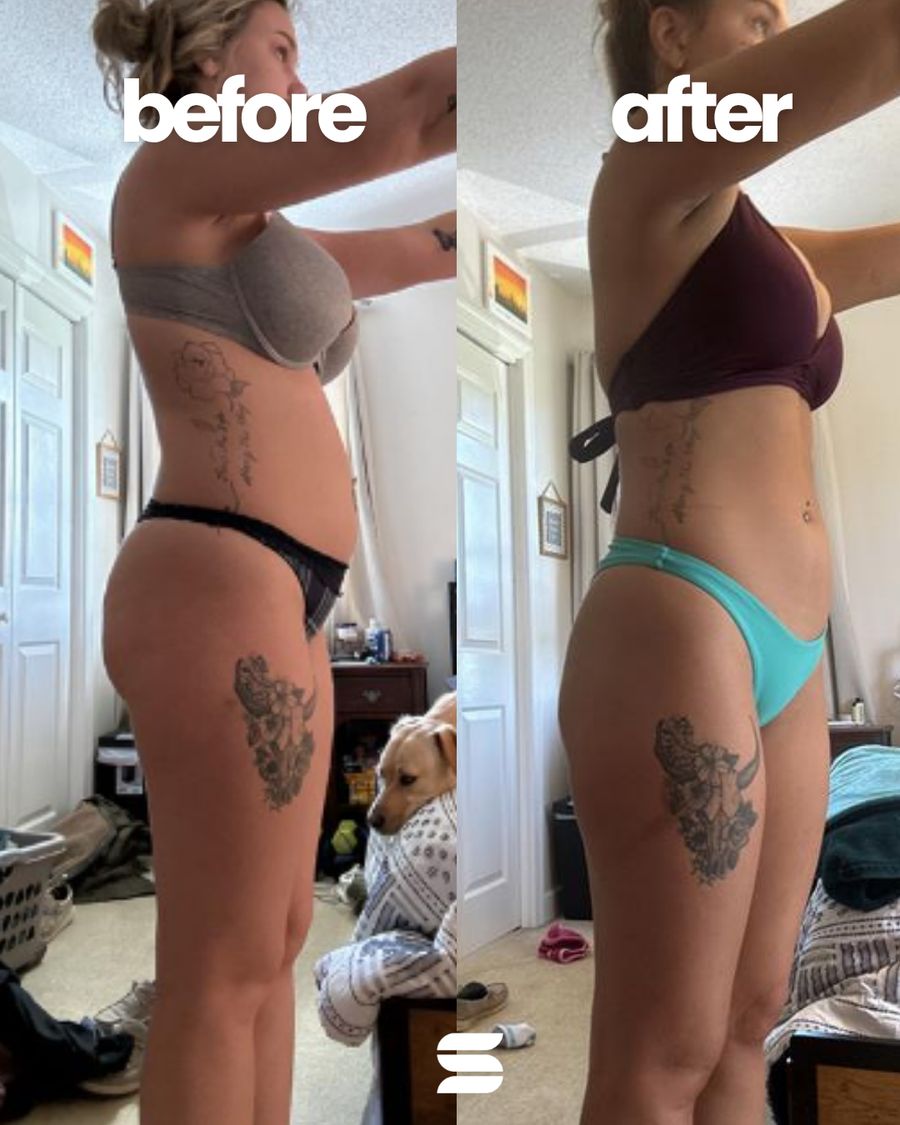 SWEATNGLOW client before and after transformation