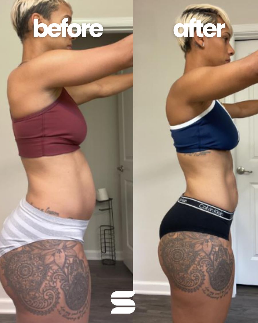 SWEATNGLOW client before and after transformation