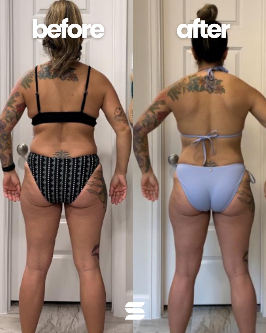 SWEATNGLOW client before and after transformation