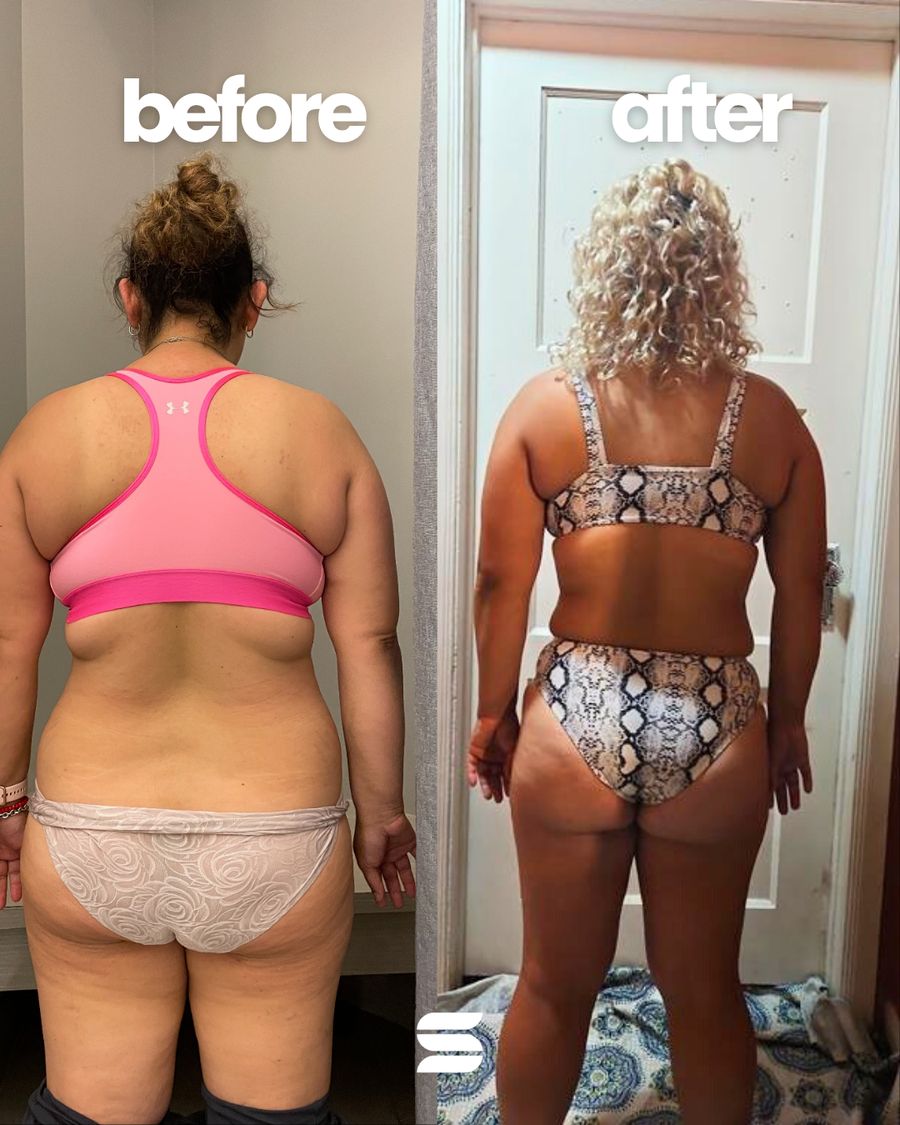 SWEATNGLOW client before and after transformation