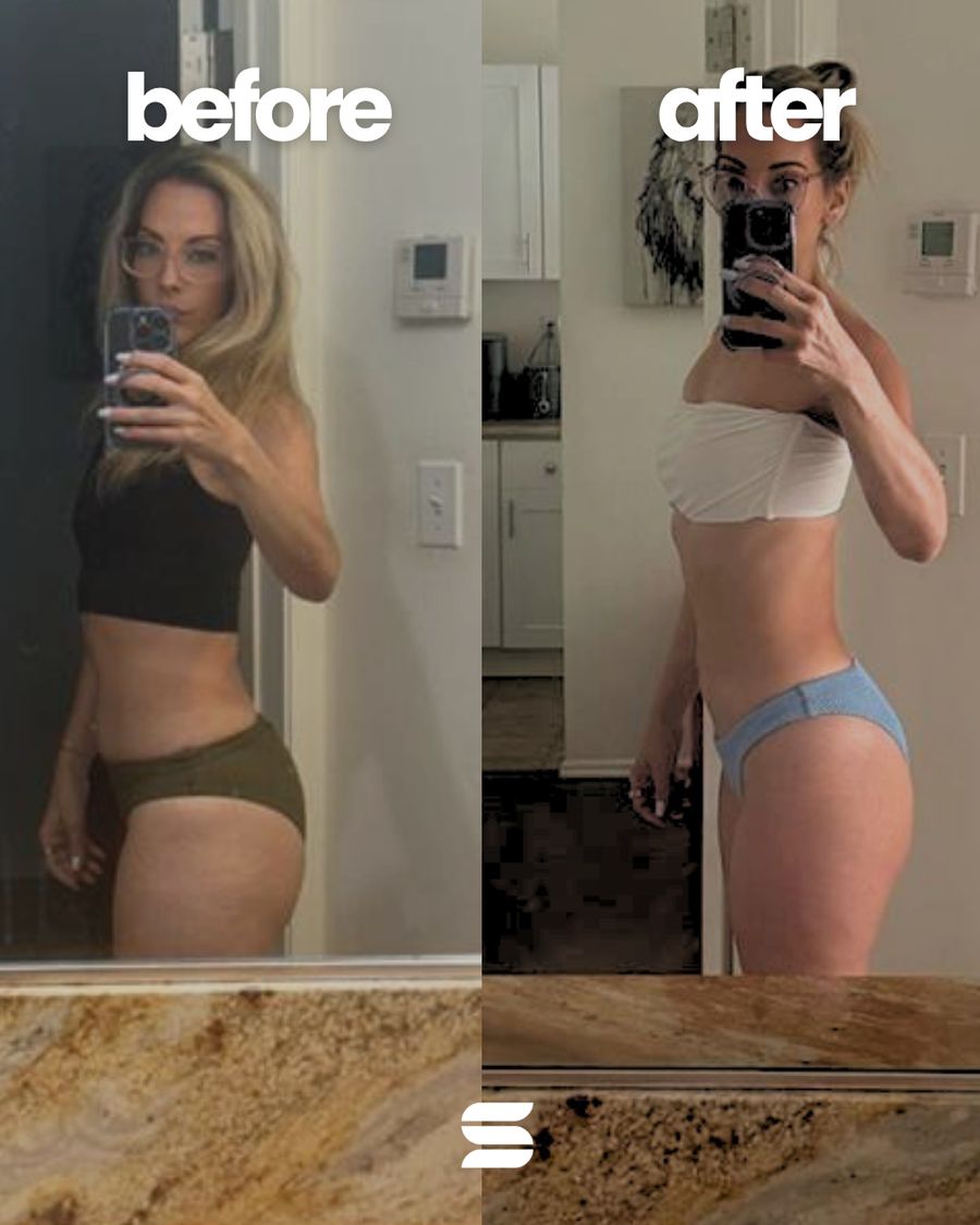 SWEATNGLOW client before and after transformation