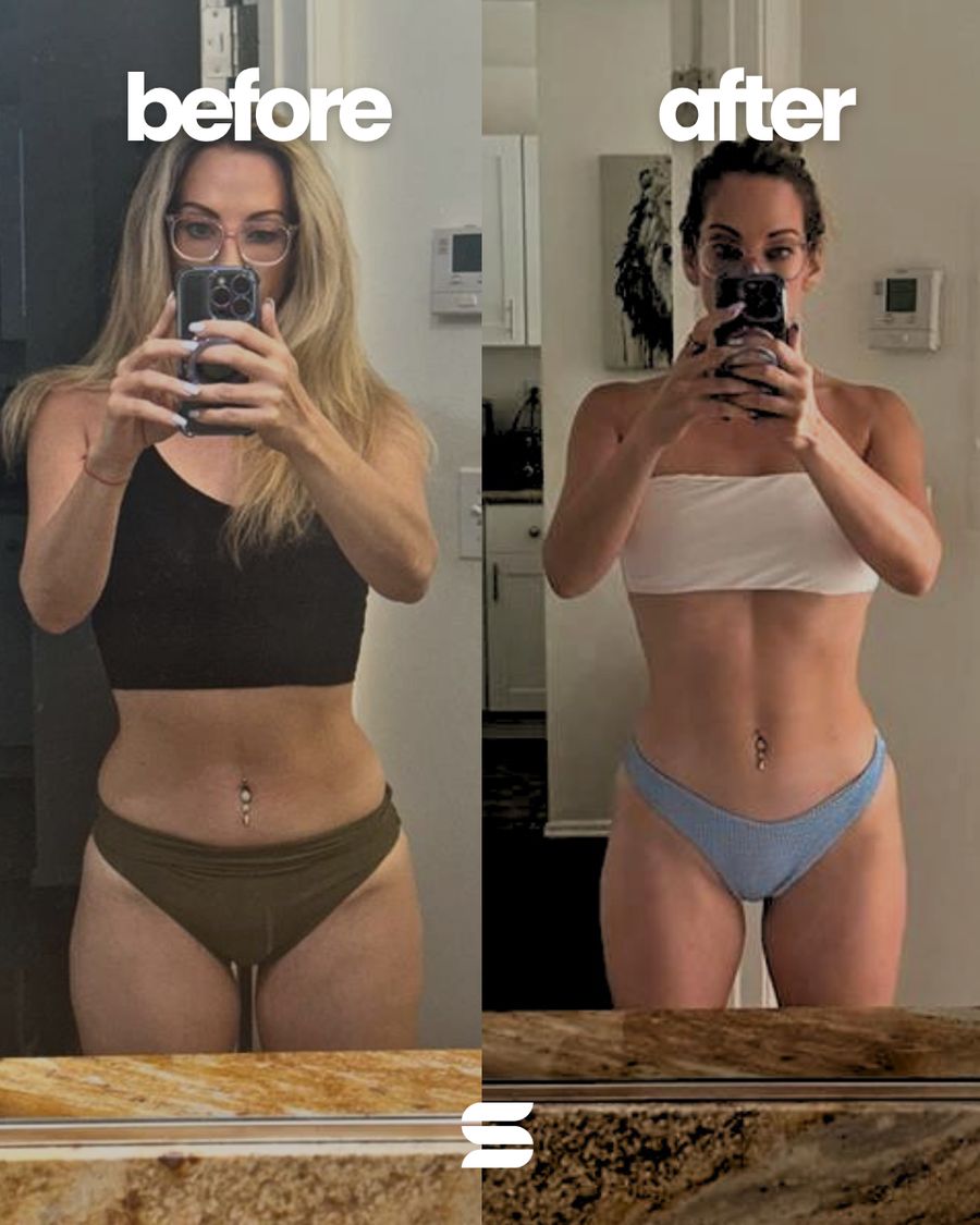 SWEATNGLOW client before and after transformation