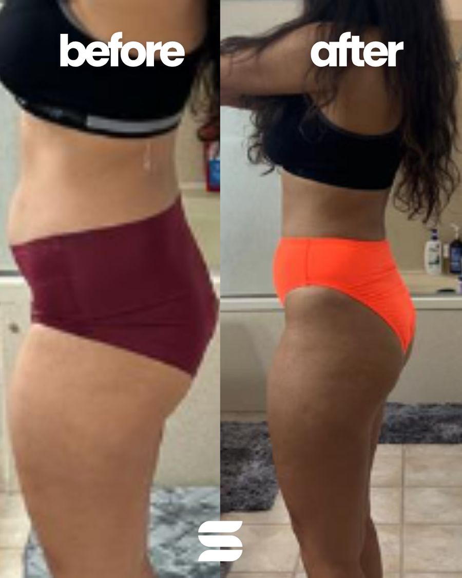 SWEATNGLOW client before and after transformation