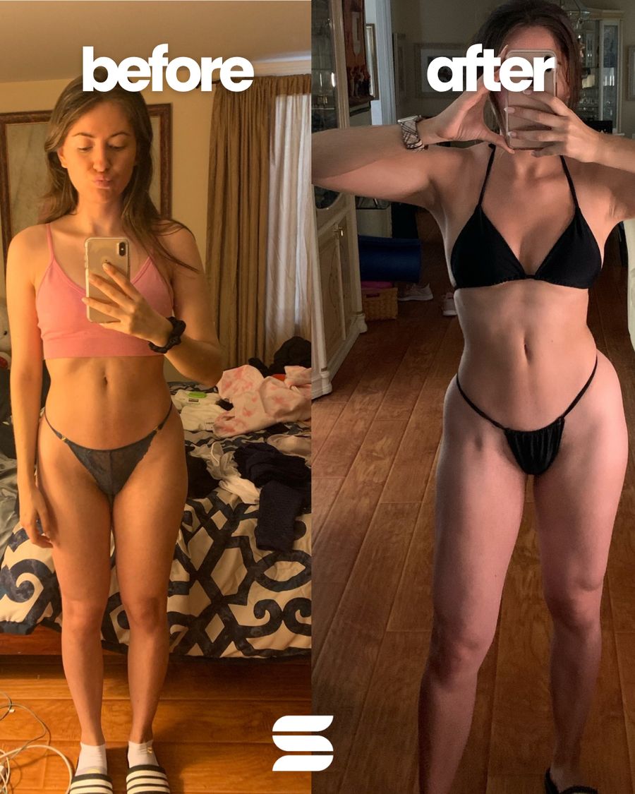 SWEATNGLOW client before and after transformation