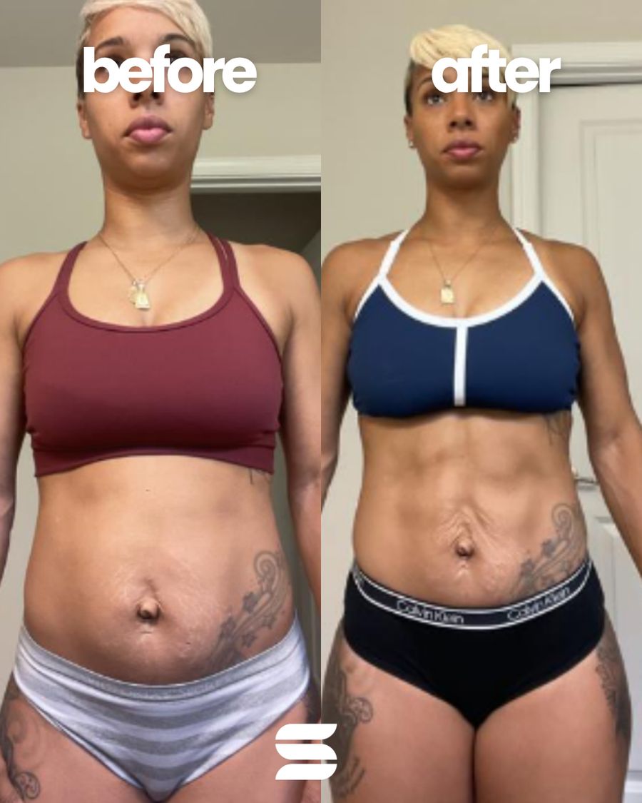 SWEATNGLOW client before and after transformation