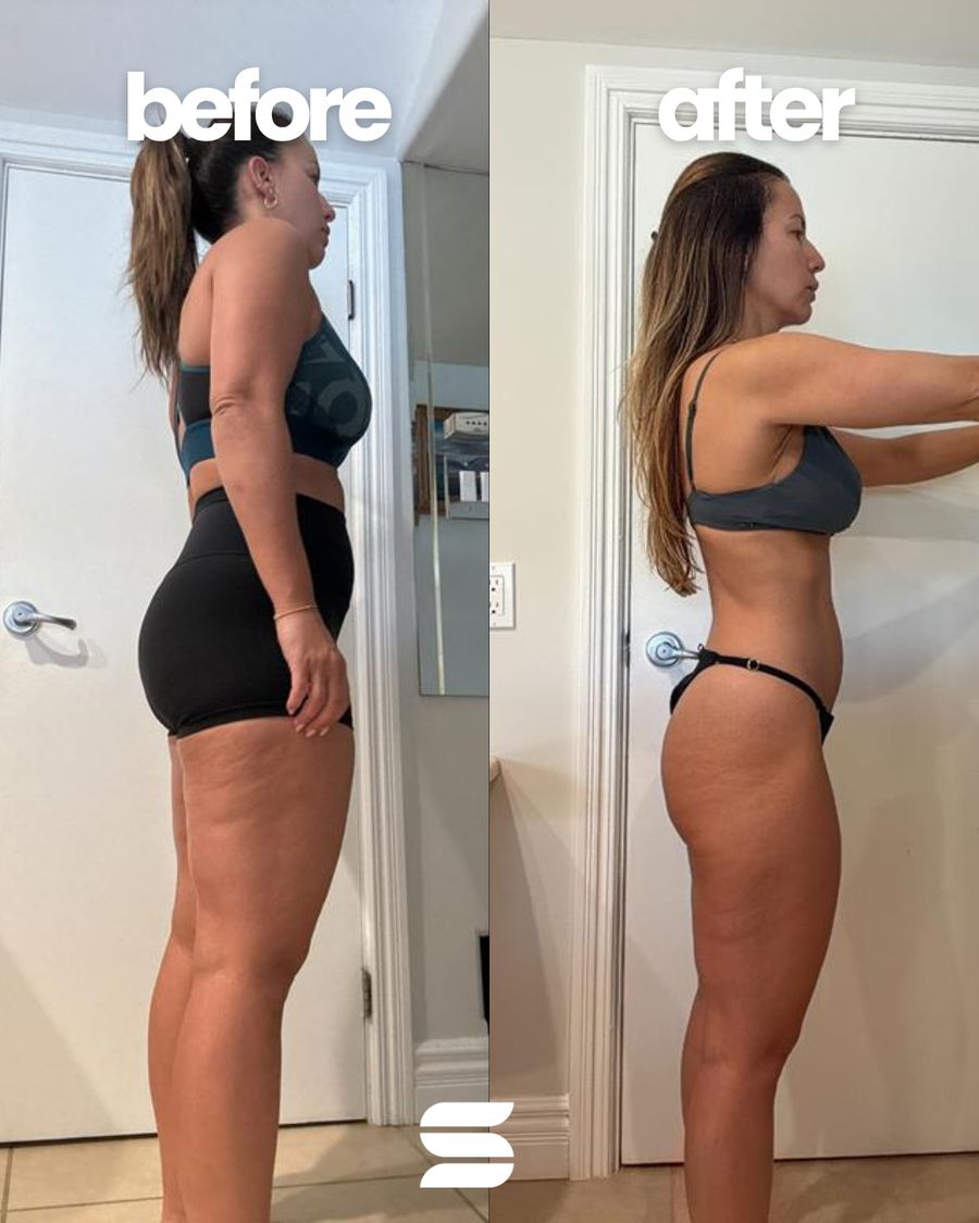SWEATNGLOW client before and after transformation
