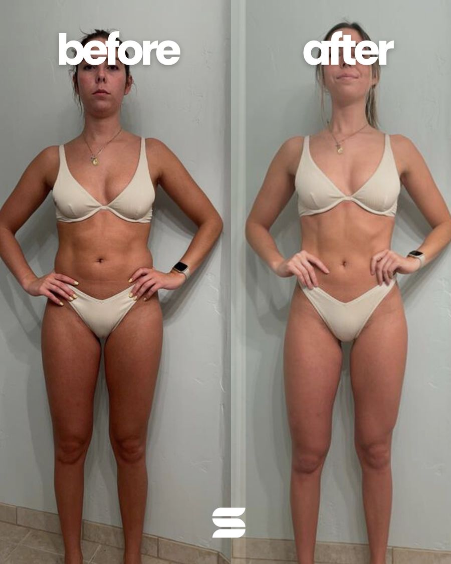 SWEATNGLOW client before and after — results vary