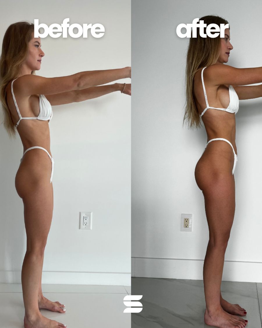 SWEATNGLOW client before and after transformation
